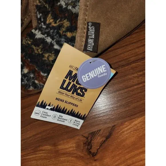 Muk Luk Slippers Mens Size 10 Brown Suede Slip On Slip Resistant Outsole Sole - Picture 4 of 6